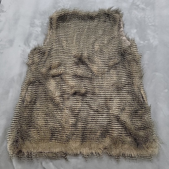 Amanda Blu NEW Womens Owl Vest Size Large Long Fur Brown Cute Open Front Pockets - Picture 2 of 10